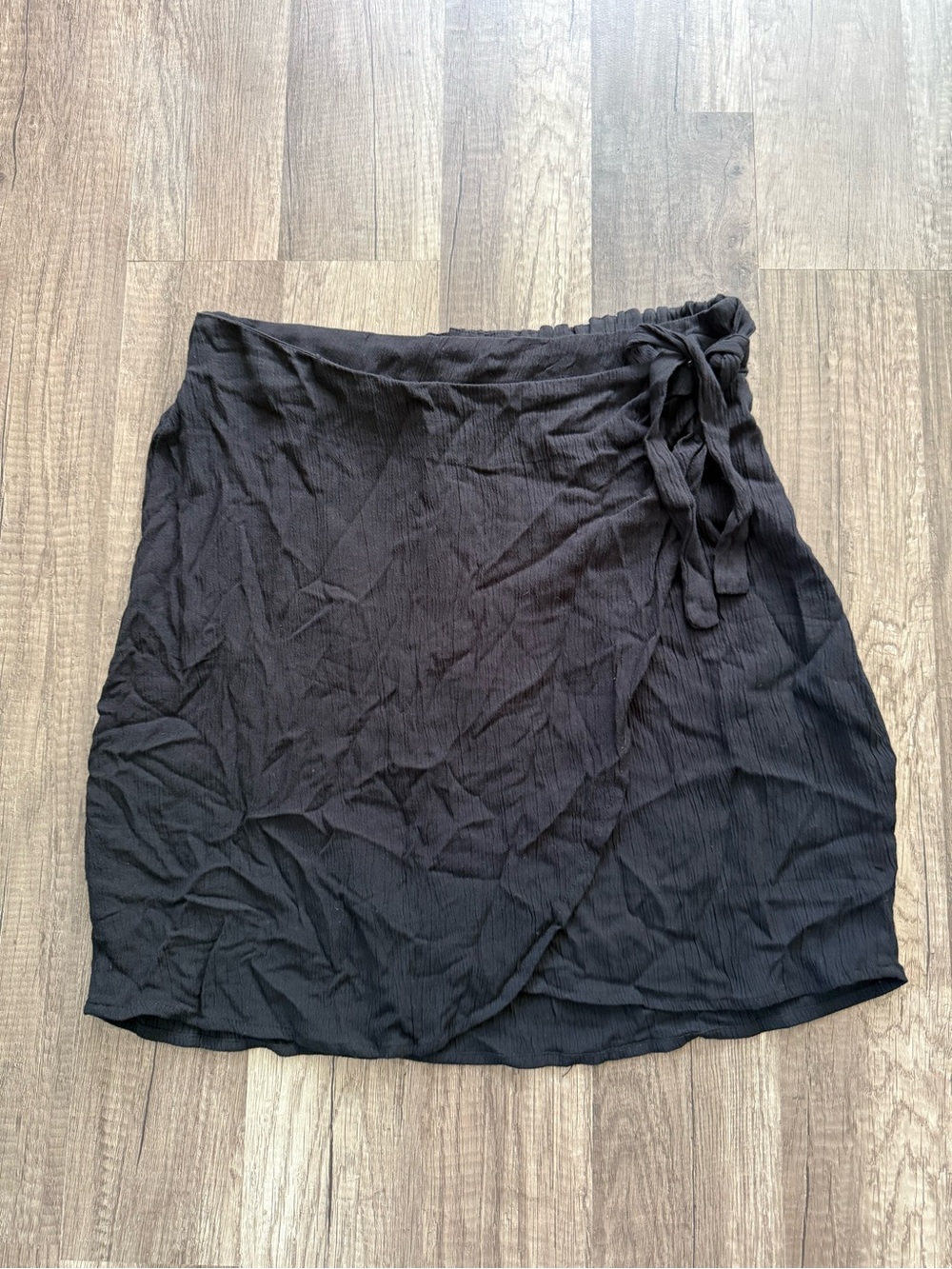 ICHI Marrakech Black Wrap Mini Skirt S NWT Tie Waist Boho Textured